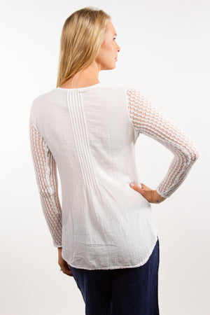 Sara - Cotton Blouse with Lace