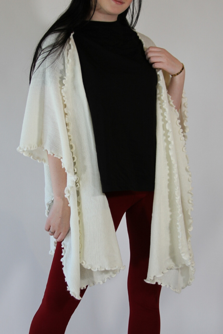 Alpaca Blended Shawl - Ivory