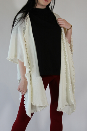 Alpaca Blended Shawl - Ivory