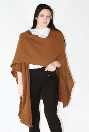 Alpaca Blended Shawl - Brown