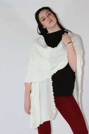 Alpaca Blended Shawl - Ivory